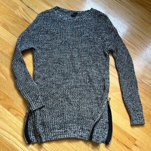 Marled Knit Side Zip Tunic Sweater